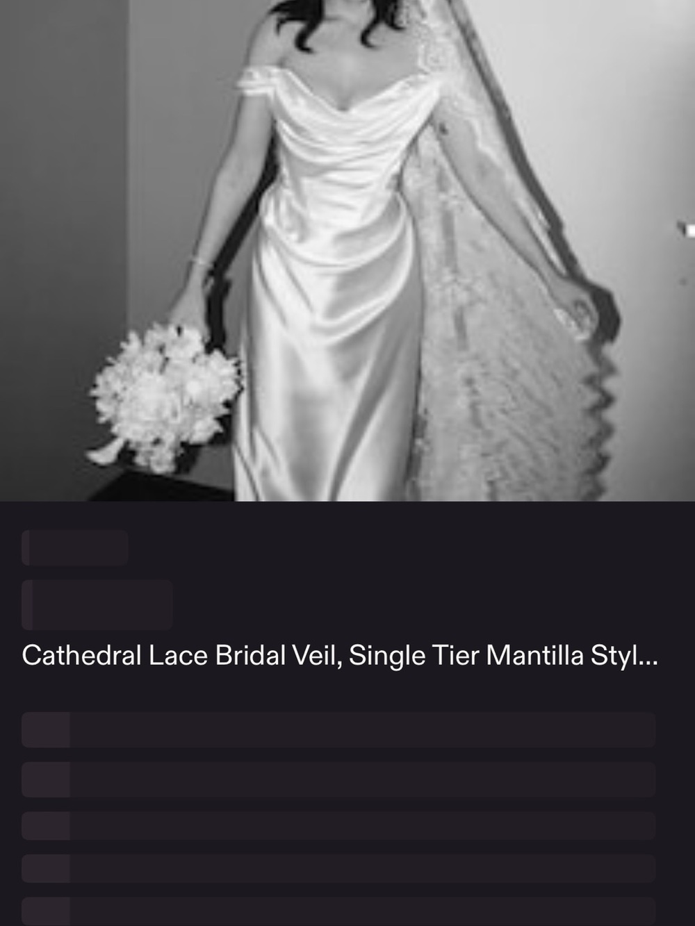 Satin Draped Bridal Gown with Lace Mantilla Veil - White